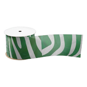Zebra Green und White Print Satinband