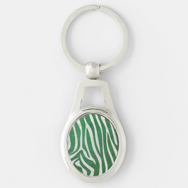 Zebra Green und White Print Schlüsselanhänger (Vorderseite)