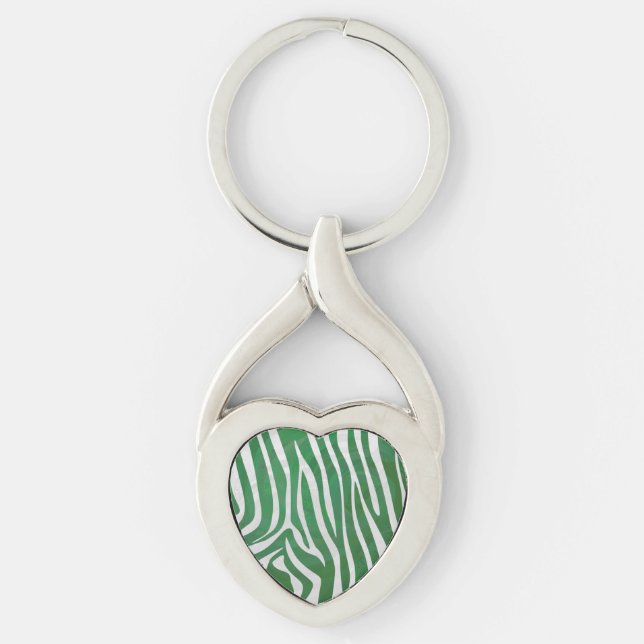 Zebra Green und White Print Schlüsselanhänger (Vorderseite)