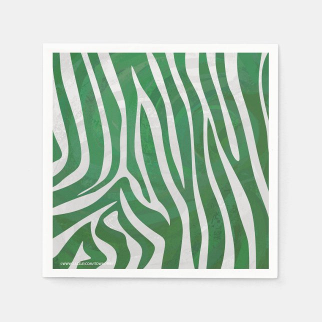 Zebra Green und White Print Serviette (Vorderseite)