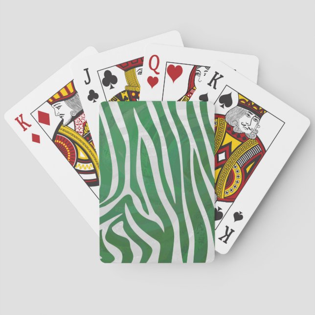 Zebra Green und White Print Spielkarten (Rückseite)