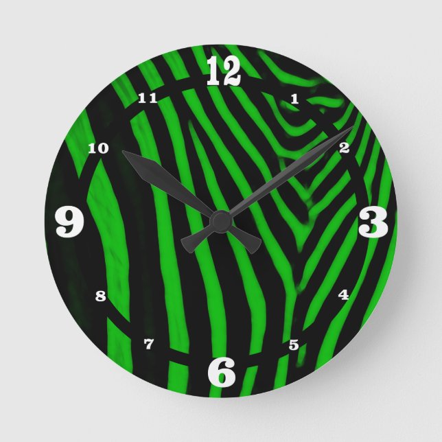 Zebra-Grün Runde Wanduhr (Vorderseite)