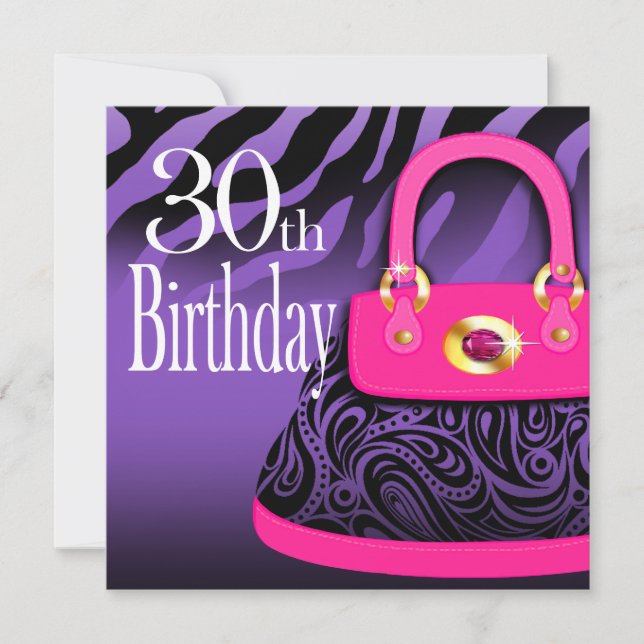 Zebra-Handtaschen-Paisley-Geldbeutel-30. Einladung (Vorderseite)