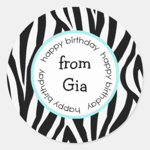 Zebra Happy Birthday zu/von Aufklebern Runder Aufkleber