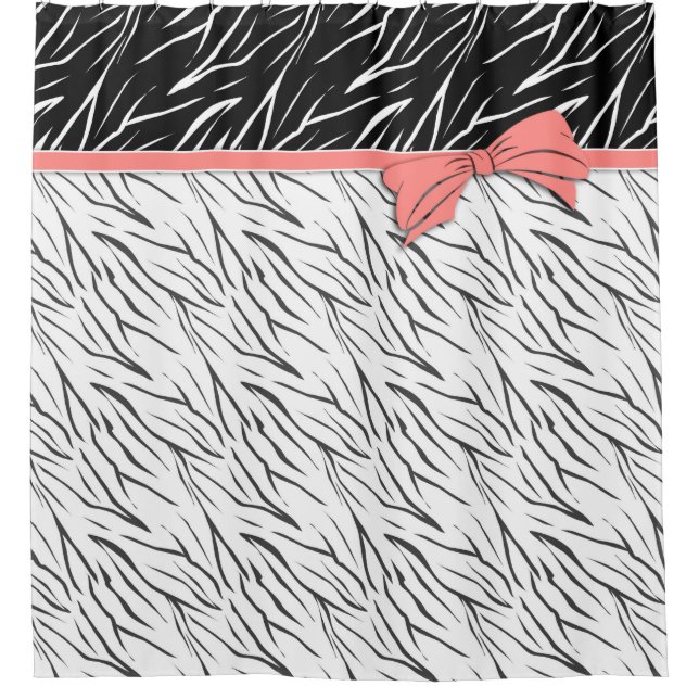Zebra-Haut Schwarz-weiße Tigerstreifen pink Duschvorhang (Vorderseite)