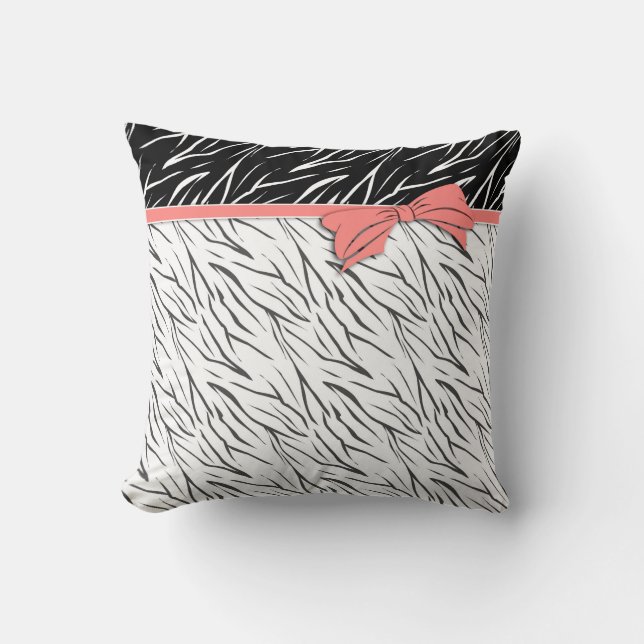 Zebra-Haut Schwarz-weiße Tigerstreifen pink Kissen (Vorderseite)