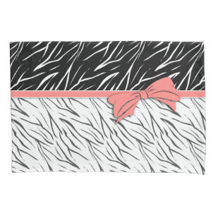 Zebra-Haut Schwarz-weiße Tigerstreifen pink Kissenbezug