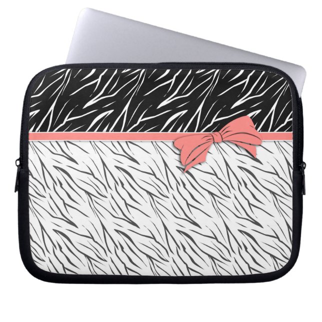 Zebra-Haut Schwarz-weiße Tigerstreifen pink Laptopschutzhülle (Vorderseite)