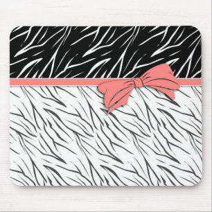 Zebra-Haut Schwarz-weiße Tigerstreifen pink Mousepad