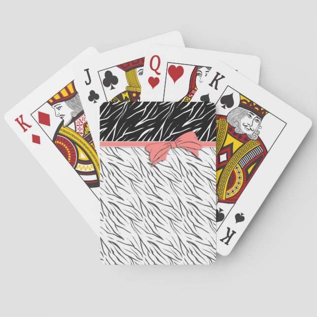 Zebra-Haut Schwarz-weiße Tigerstreifen pink Spielkarten (Rückseite)