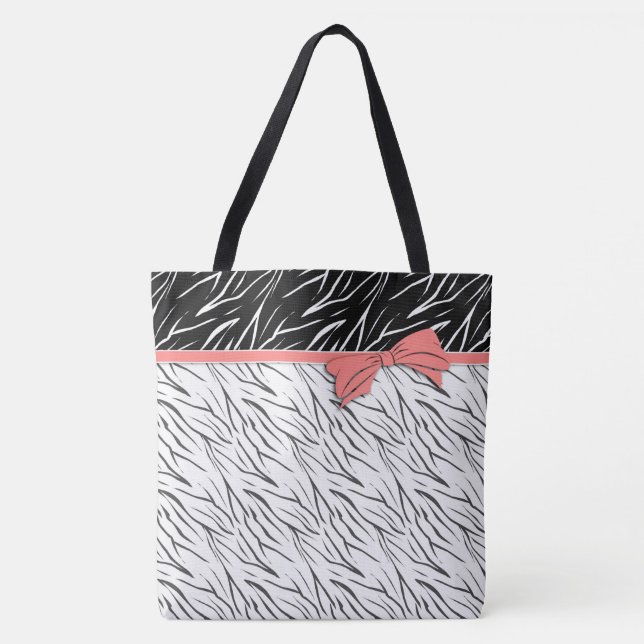 Zebra-Haut Schwarz-weiße Tigerstreifen pink Tasche (Vorderseite)