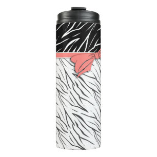 Zebra-Haut Schwarz-weiße Tigerstreifen pink Thermosbecher