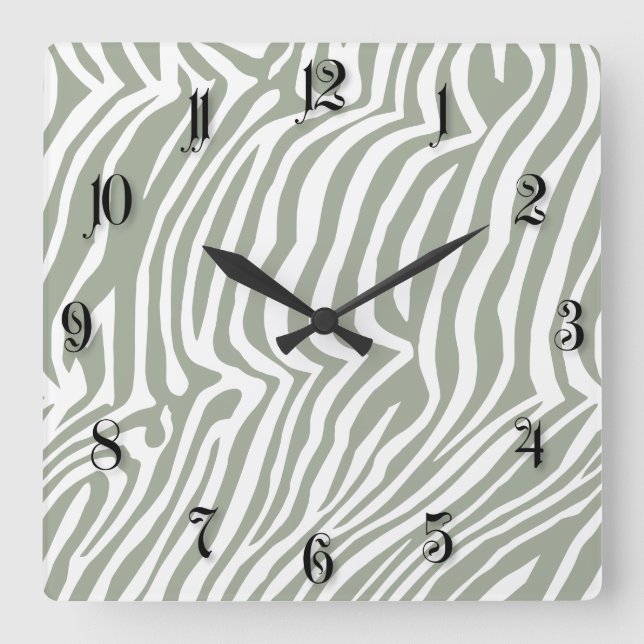 Zebra-Hautmuster Quadratische Wanduhr (Vorderseite)