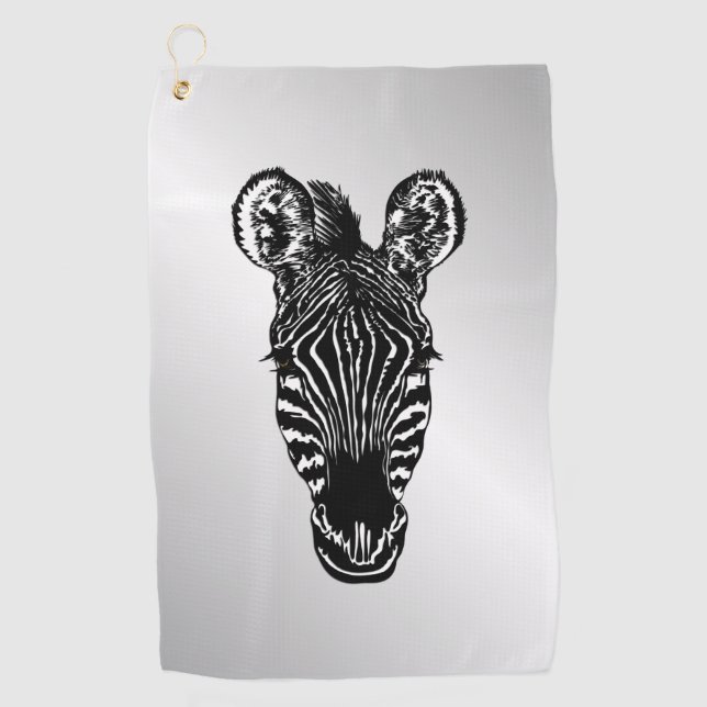 Zebra Head auf Silver Golfhandtuch (Vorderseite)