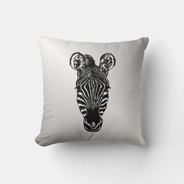 Zebra Head auf Silver Kissen (Vorderseite)