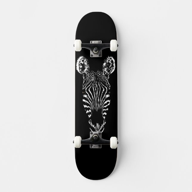 Zebra Head Black Skateboard (Vorderseite)