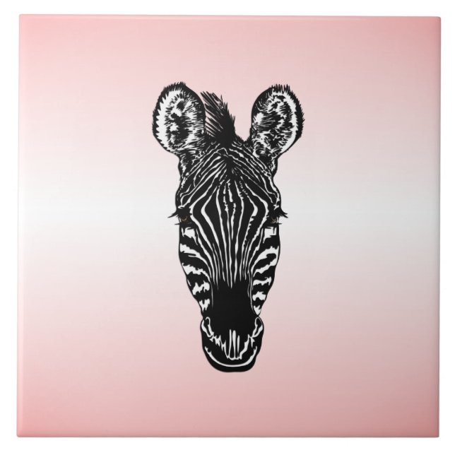 Zebra Head in Rosa Fliese (Vorderseite)