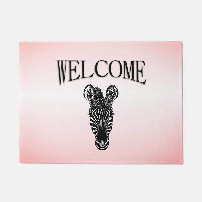 Zebra Head in Rosa Fußmatte (Vorderseite)