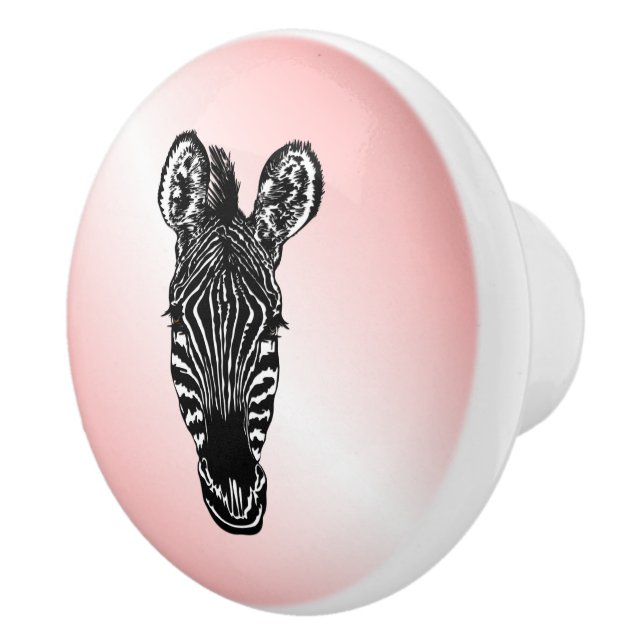 Zebra Head in Rosa Keramikknauf (Rechts)