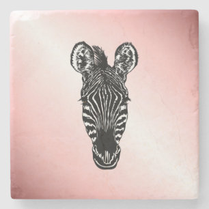 Zebra Head in Rosa Steinuntersetzer