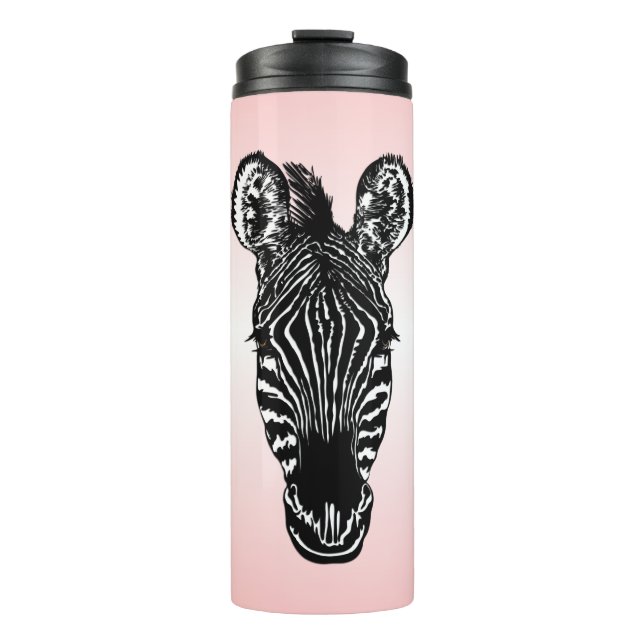 Zebra Head in Rosa Thermosbecher (Vorderseite)