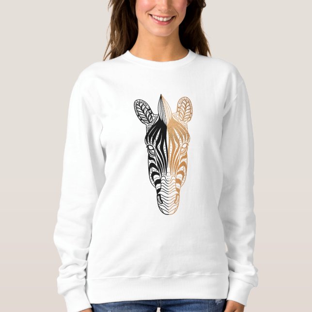 Zebra Head Zebra Face Halbkupfer Zebra Kopf Sweatshirt (Vorderseite)