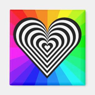 ZEBRA HEART RAINBOW PATTERN MAGNET