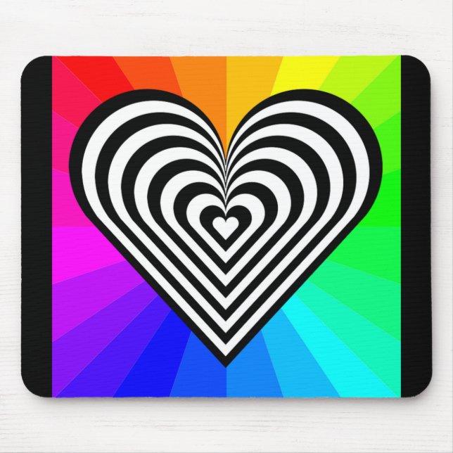 ZEBRA HEART RAINBOW PATTERN MOUSEPAD (Vorne)