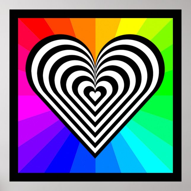 ZEBRA HEART RAINBOW PATTERN POSTER (Vorne)