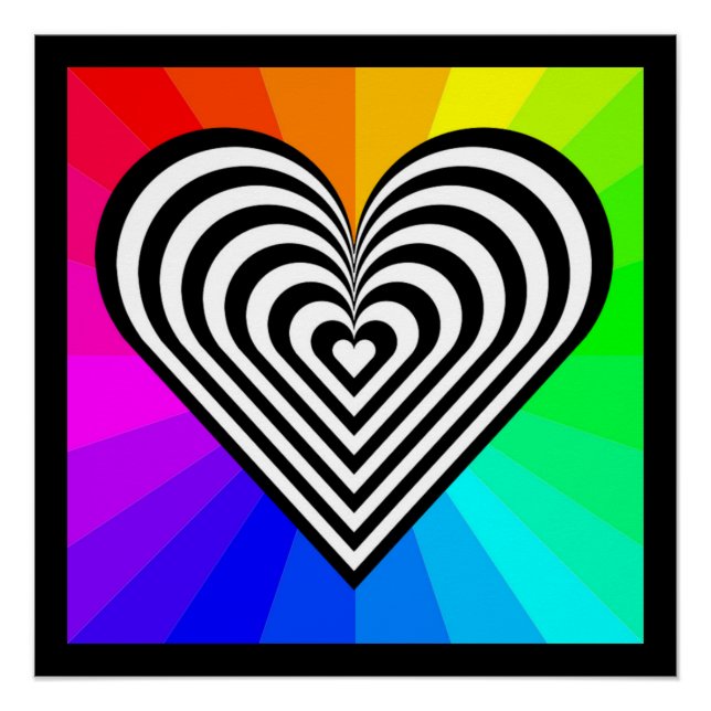 ZEBRA HEART RAINBOW PATTERN POSTER (Vorderseite)