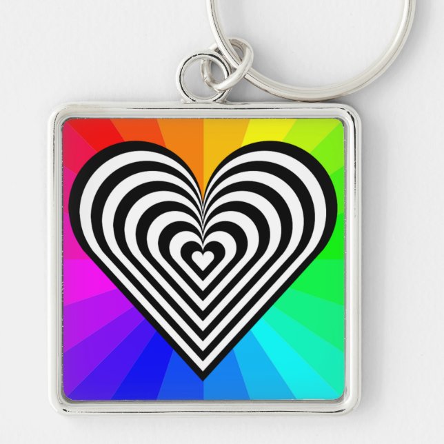 ZEBRA HEART RAINBOW PATTERN SCHLÜSSELANHÄNGER (Vorne)