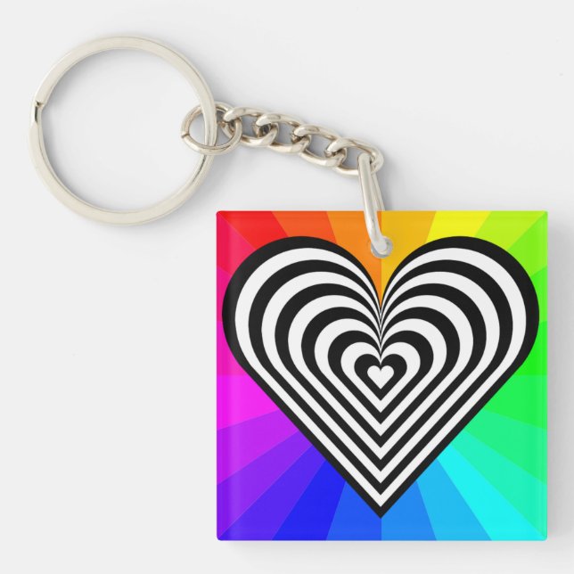 ZEBRA HEART RAINBOW PATTERN SCHLÜSSELANHÄNGER (Vorderseite)