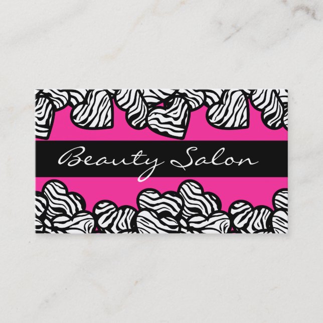 Zebra Hearts Design Business Card Visitenkarte (Vorderseite)