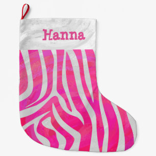 Zebra Heiß rosa und weiß Großer Weihnachtsstrumpf