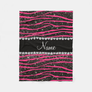 Zebra heißes Rosa des individuellen Namens stripes Fleecedecke
