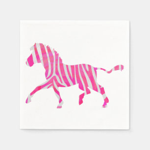 Zebra-heißes Rosa-und Weiß-Silhouette Serviette