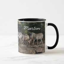 Zebra Herd Personalize Name Black Interior Geschen