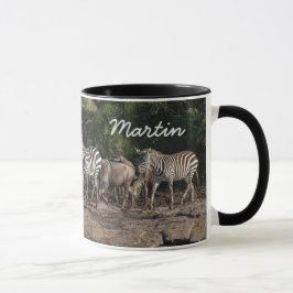 Zebra Herd Personalize Name Black Interior Geschen Tasse