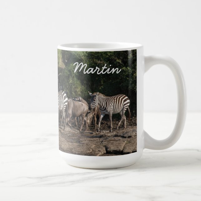 Zebra Herd personalize Name Gift Tasse (Rechts)