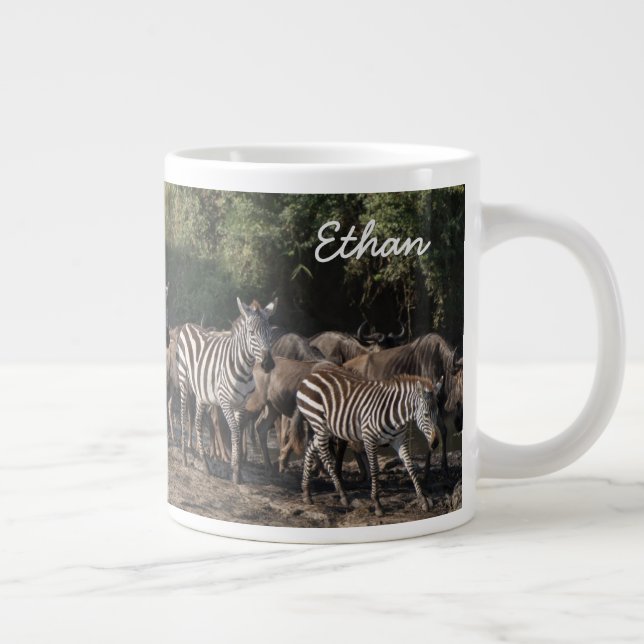 Zebra Herd personalize Name Serious Jumbo-Tasse (Rechts)