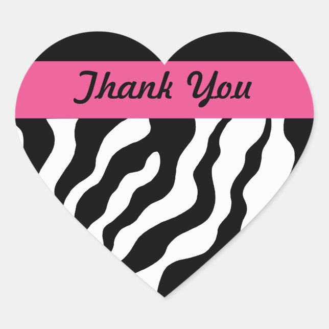 Zebra Herz Danke Stickers (Vorderseite)