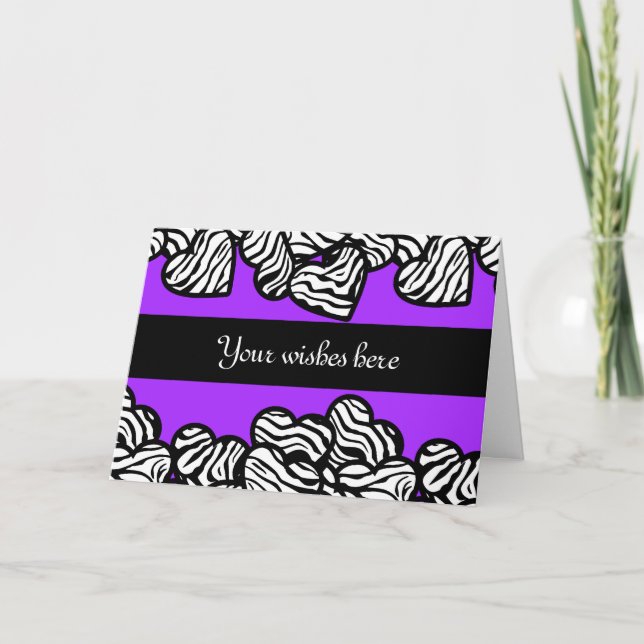 Zebra Herz Design Grußkarte Karte (Vorderseite)
