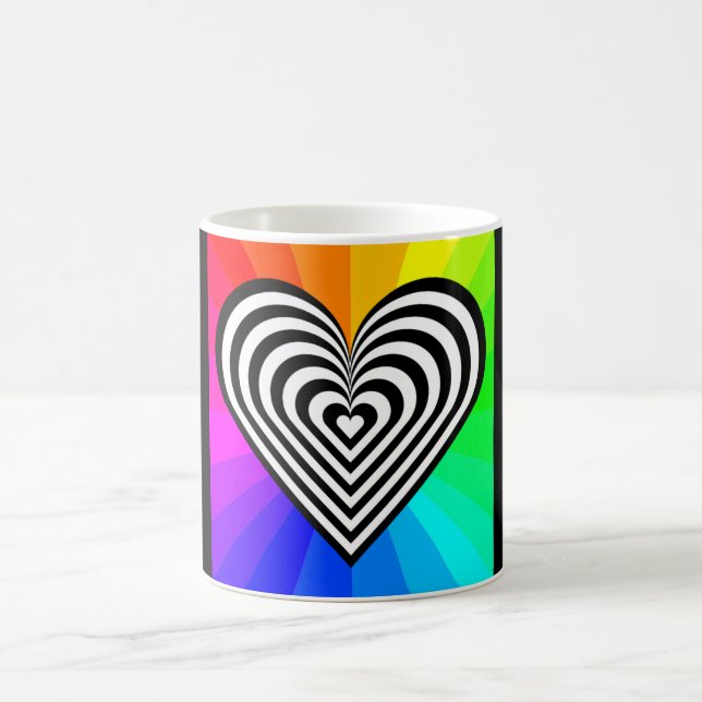 ZEBRA-HERZ-REGENBOGENMUSTER KAFFEETASSE (Mittel)