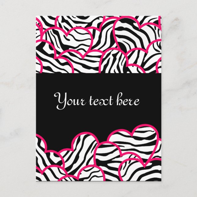Zebra herzen Design Postcard Postkarte (Vorderseite)