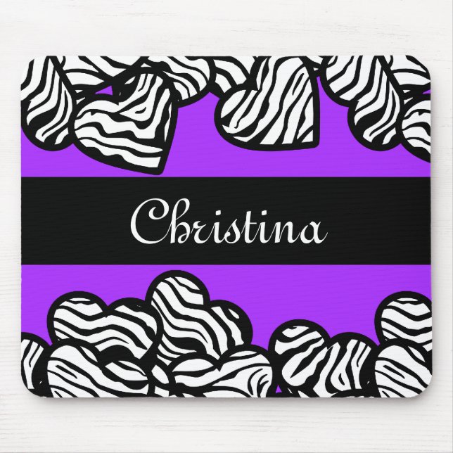 Zebra-Herzen-Mauspad Mousepad (Vorne)