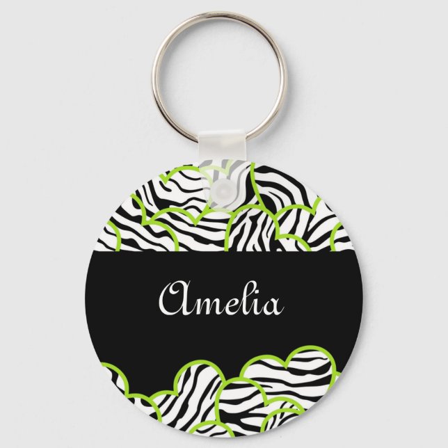 Zebra herzen Schlüsselanhänger (Vorderseite)