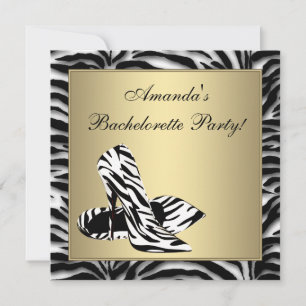 Zebra High Heels Junggeselinnen-Abschied Einladung