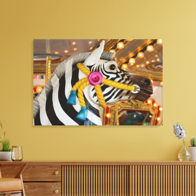 Zebra Horse Merry-Go-Round Karussell Ride Foto Leinwanddruck (Insitu (Wohnzimmer))