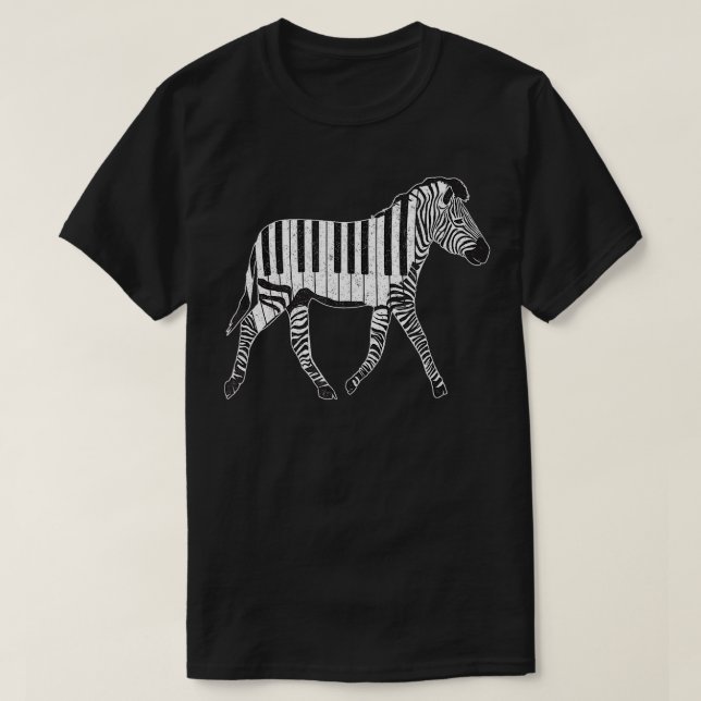 Zebra Horse Piano Sheet Music Keyboard Piano Music T-Shirt (Design vorne)