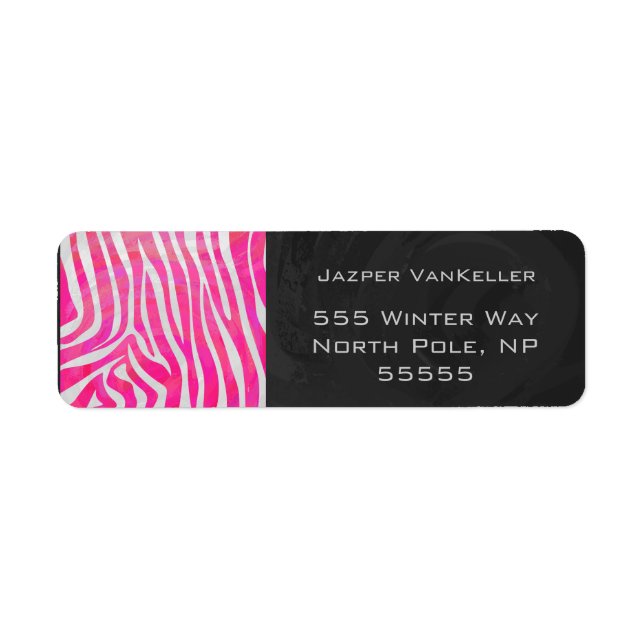 Zebra Hot Pink und Weiß mit Monogramm (Vorne)